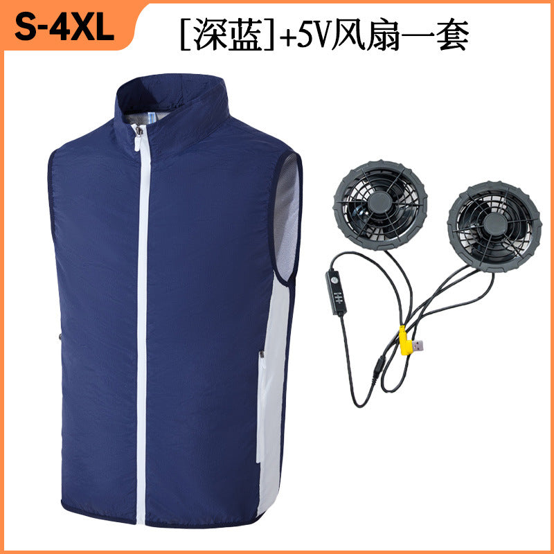 跨境夏季防暑降温空调服马甲制冷空调服USB带风扇休闲马甲工作服